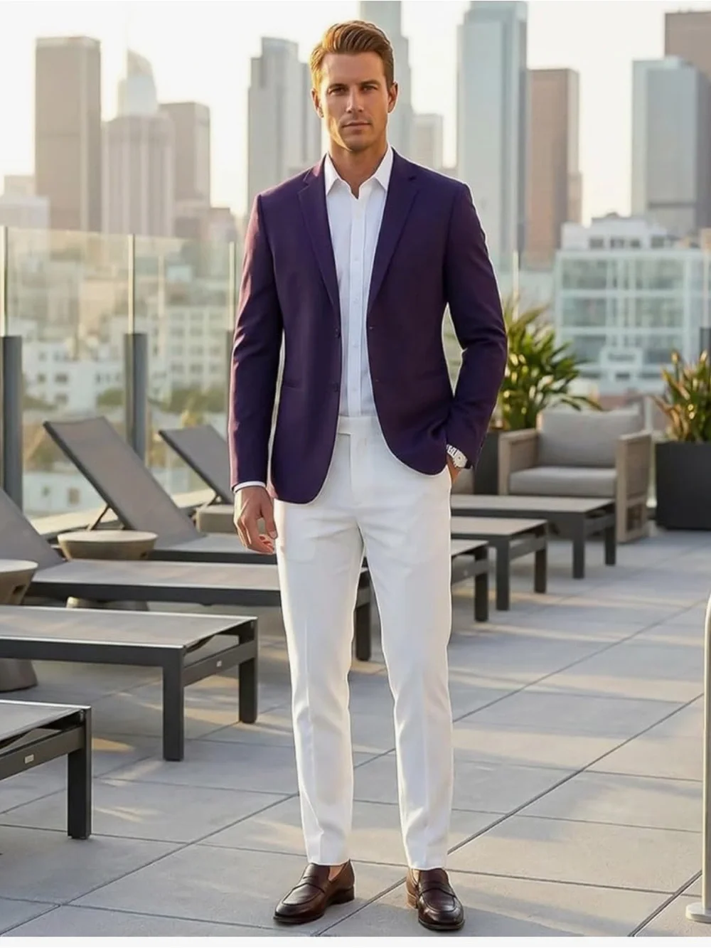 New Men's Purple Blazer – Tailored Modern Fit medium /38R Clemson